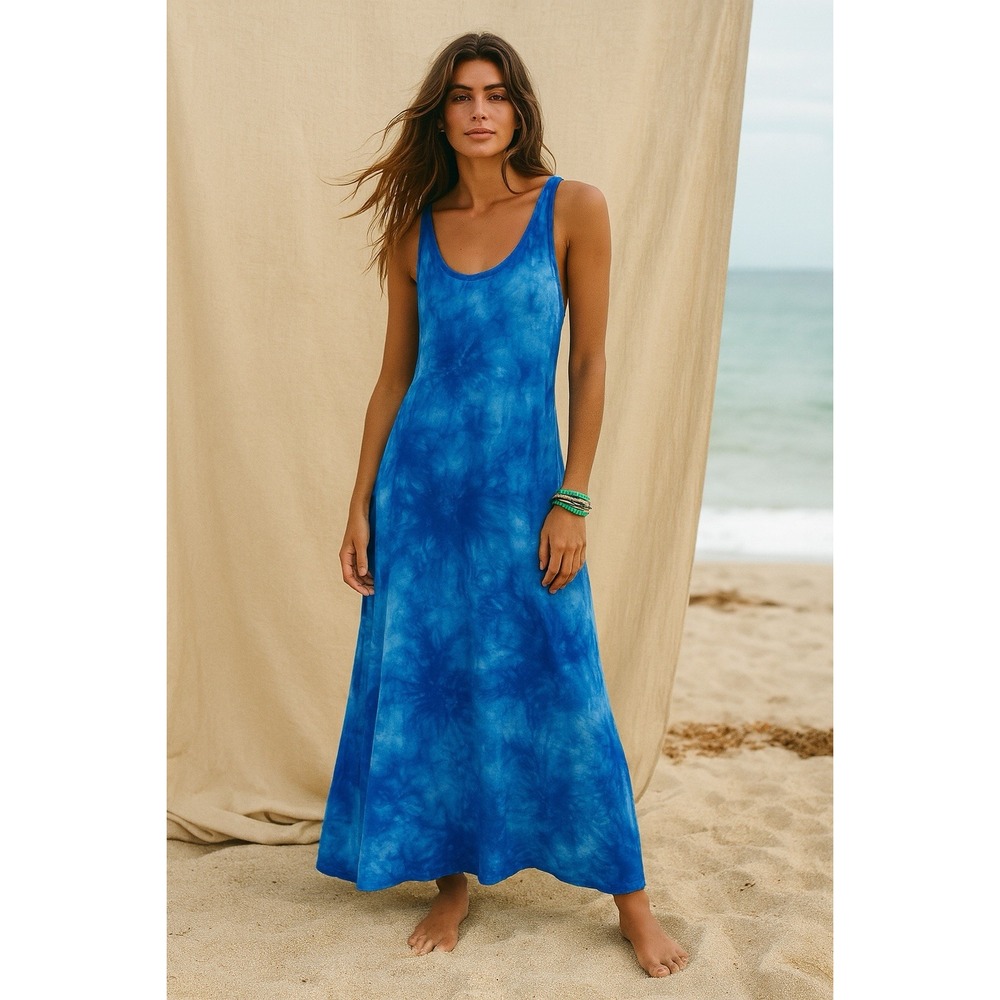 C&C California Blue Tie-Dye Maxi Dress